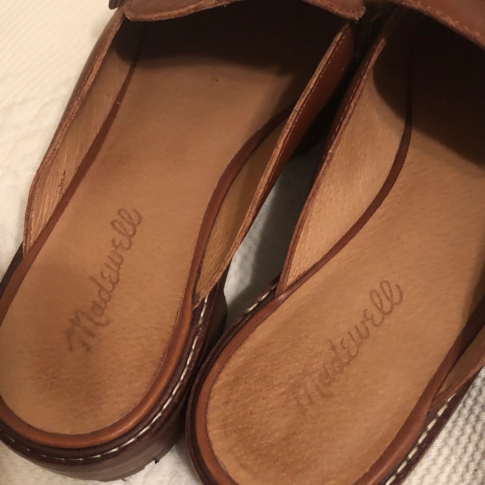 Madewell Brown Leather Slip-On Loafer Mules with lug sole - Picture 7 of 10